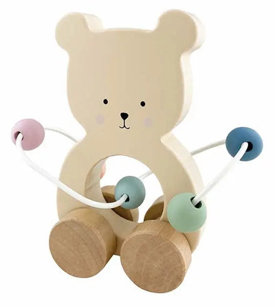 jabadabado wooden pull teddy baby toy
