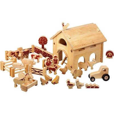 Lanka Kade Deluxe Farm Set Natural Childs Wooden Toy 