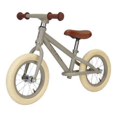 balance bike olive green with tan handles and sadle and white wheels from Little dutch