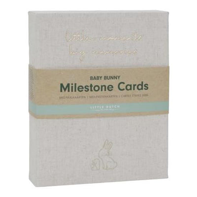 gender neutral baby milestone cards with bunny design by little dutch