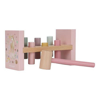 little dutch pink wooden fairy garden pounding bench