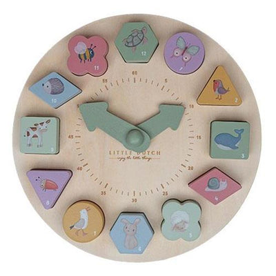 little dutch toy wooden puzzle clock for children