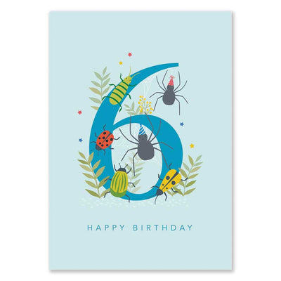 Happy Birthday Card | Age 6 Bugs Card