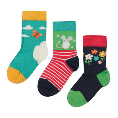Frugi Daisies/Mouse Little Socks - 3 Pack